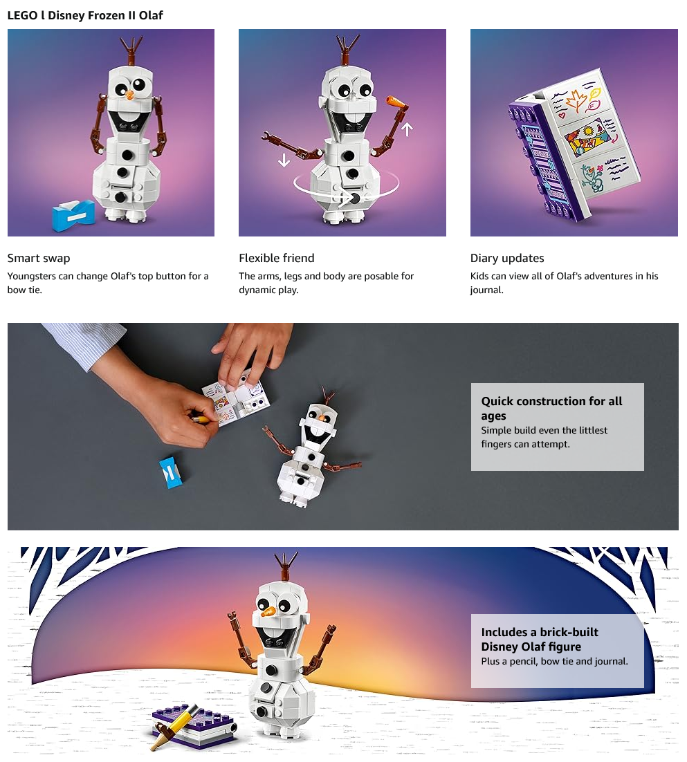 Olaf LEGO Set - Olaf Snowman from Frozen - LEGO Disney Olaf Snowman - Cool Lego Set #41169