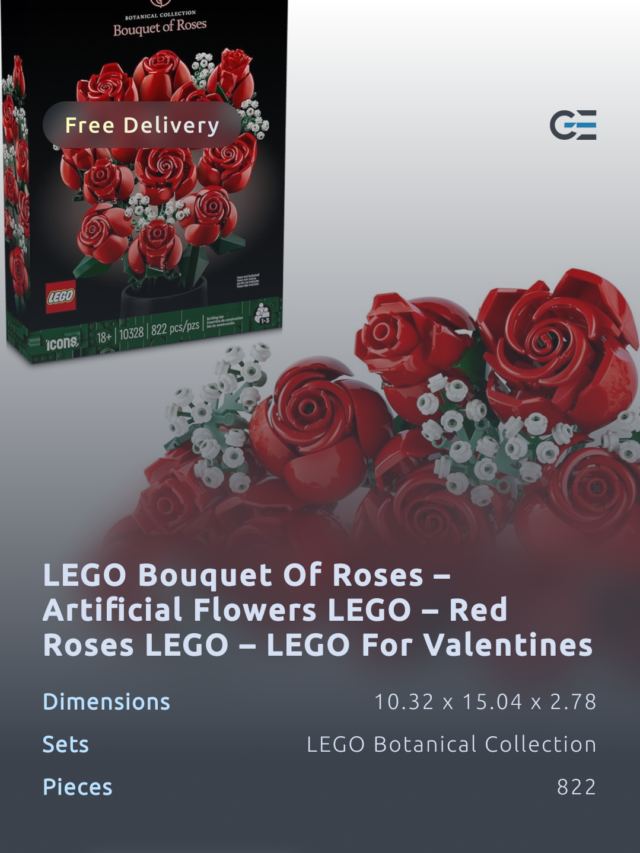 LEGO Bouquet of Roses – Artificial Flowers LEGO – Red Roses Building Sets – LEGO for Valentines