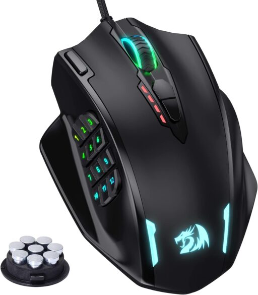 REDRAGON Gaming Mouse with Macro Shortcuts -12 Programmable Buttons Side Keypad - RGB